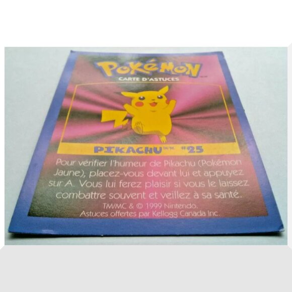 Pokemon Game Tip Card, Kellogg's Canada Cereal 1999, Pikachu #25 - Picture 7 of 7